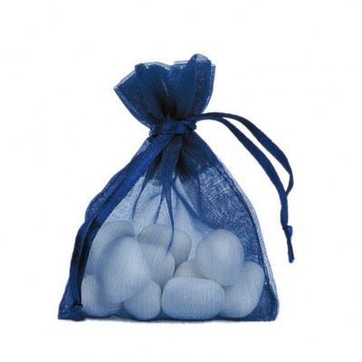 10 Sachets organza marine 7.5 x 10 cm.