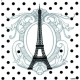 Serviette jetable Paviot blanche Tour Eiffel noire 