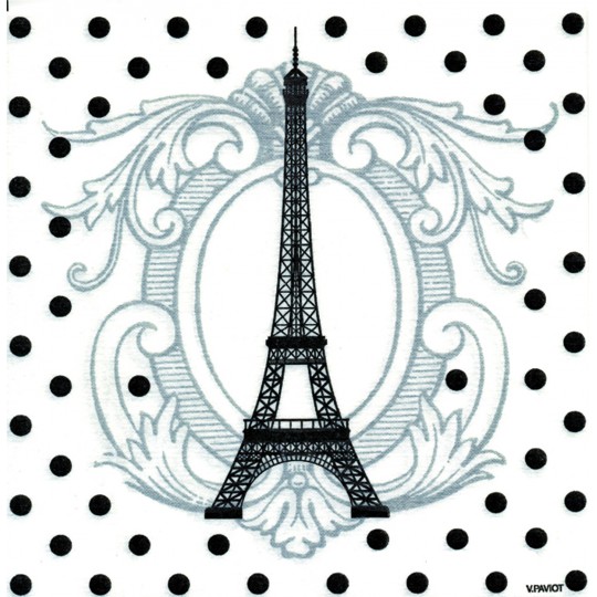 Serviette jetable Paviot blanche Tour Eiffel noire 