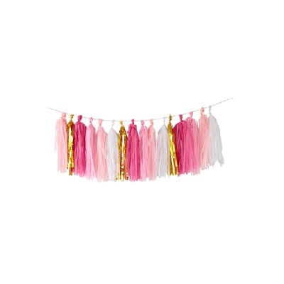 Guirlande de 15 tassels 3 m rose