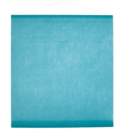Tenture bleu turquoise pour la salle en intissé polyester. 