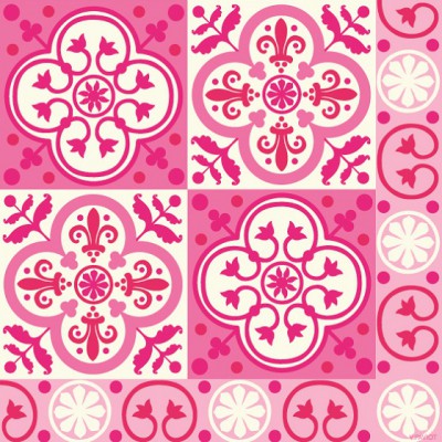 Serviette jetable Paviot imprimé carreaux de ciment rose fuchsia