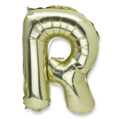 Ballon métal or lettre R 36 cm