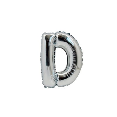Ballon métal argent lettre D 36 cm