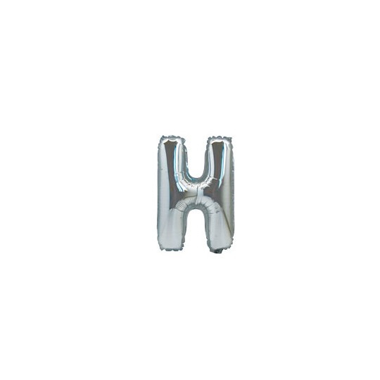 Ballon métal argent lettre H 36 cm