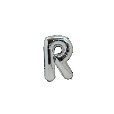 Ballon métal argent lettre R 36 cm