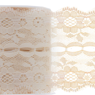 Ruban dentelle ivoire, polyester de 3 mètres x 50 mm