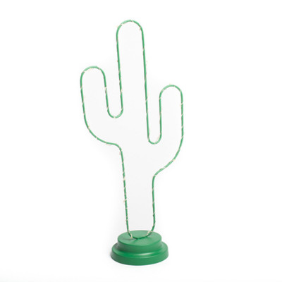 Elégant cactus en métal vert lumineux.