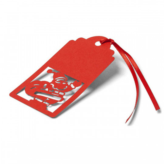 10 Marques place ou étiquettes cadeaux rouge avec découpe Père Noël