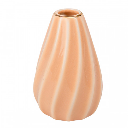 Vase soliflore céramique vieux rose et or