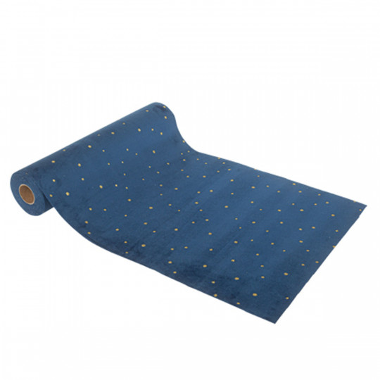 Chemin de table Little dots velours marine et or