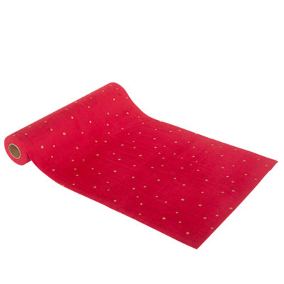 Chemin de table Little dots velours rouge et or