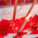Chemin de table effiloché mousseline de soie rouge