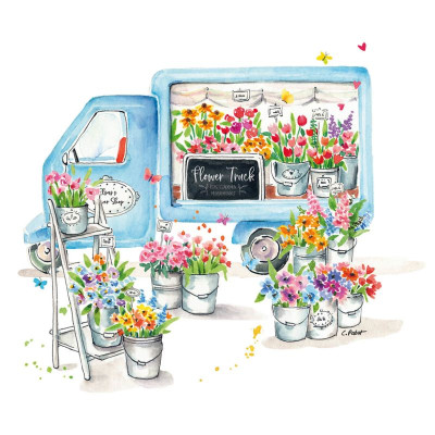 Serviette Fourgon Fleurs