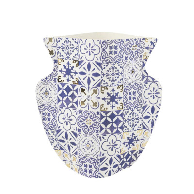Cache-Vases Dolce Vita Papier Bleu Roi, Blanc et Or