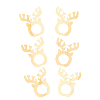 6 Ronds de Serviette Cerf Bois