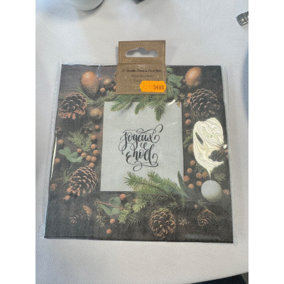 Serviettes "Joyeux Noël" pomme de pin et sapin