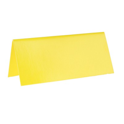 Marque place jaune rectangle, en carton.