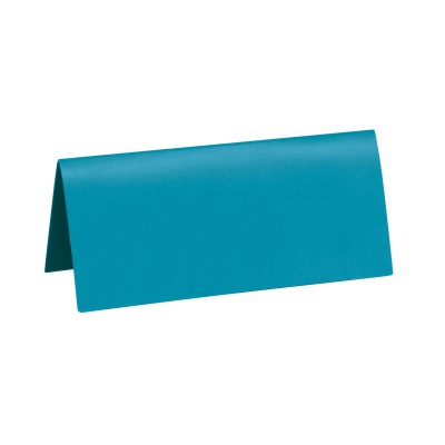 Marque place turquoise rectangle, en carton.